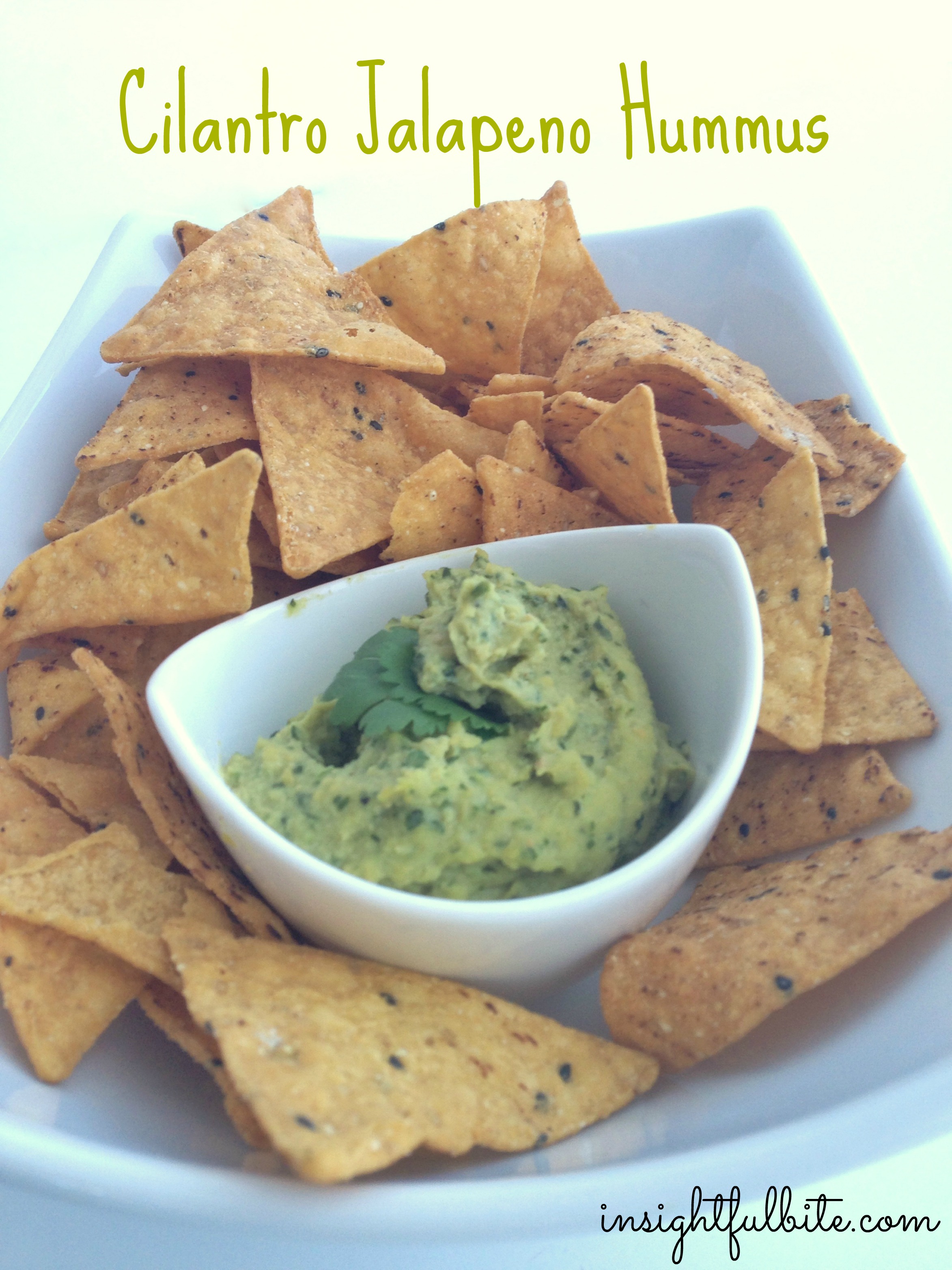 cilantro jalapeno hummus with chickpeas and tahini dip