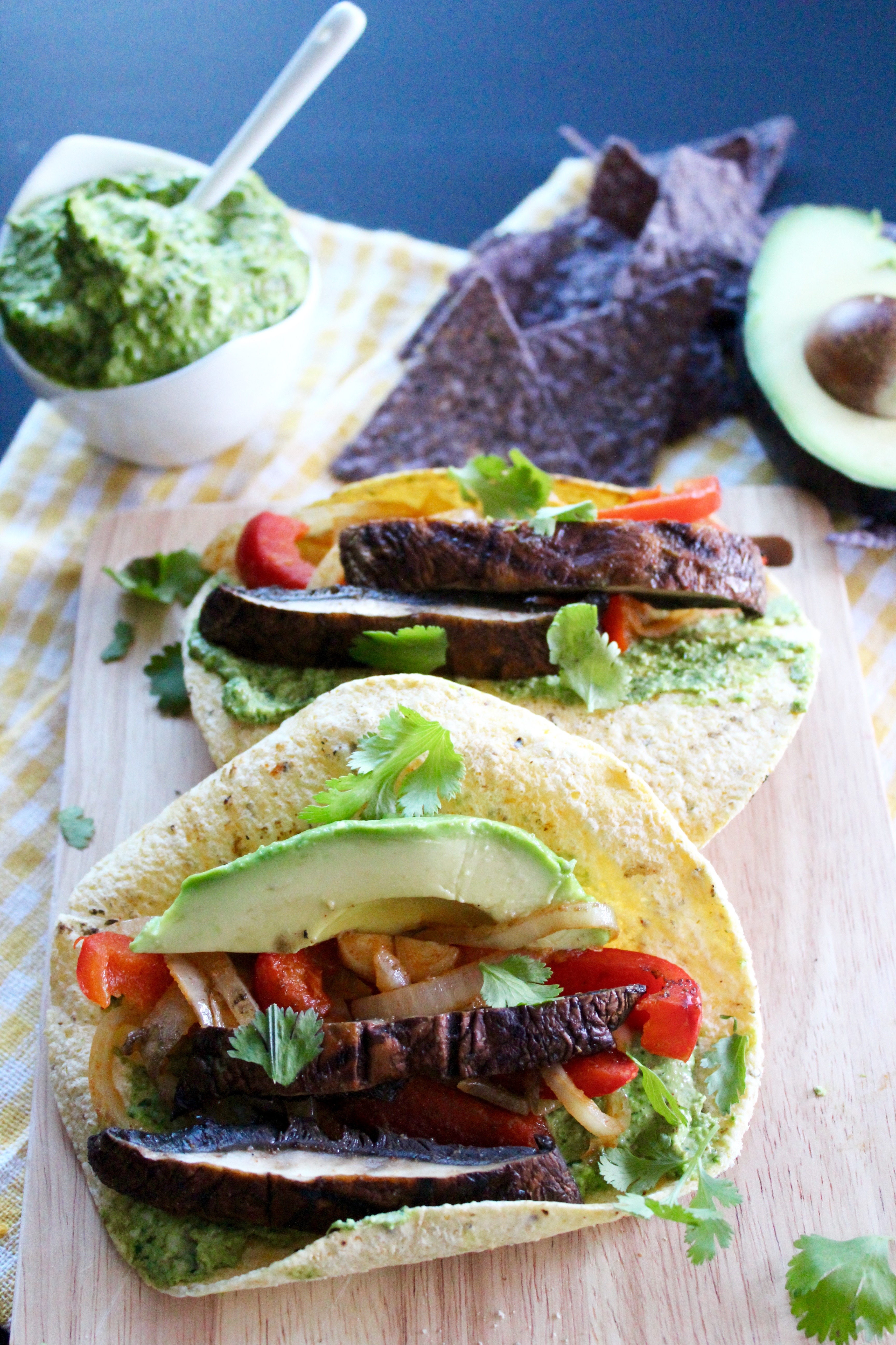 Perfect Summer BBQ Portobello Mushroom Fajitas with Cilantro Pesto