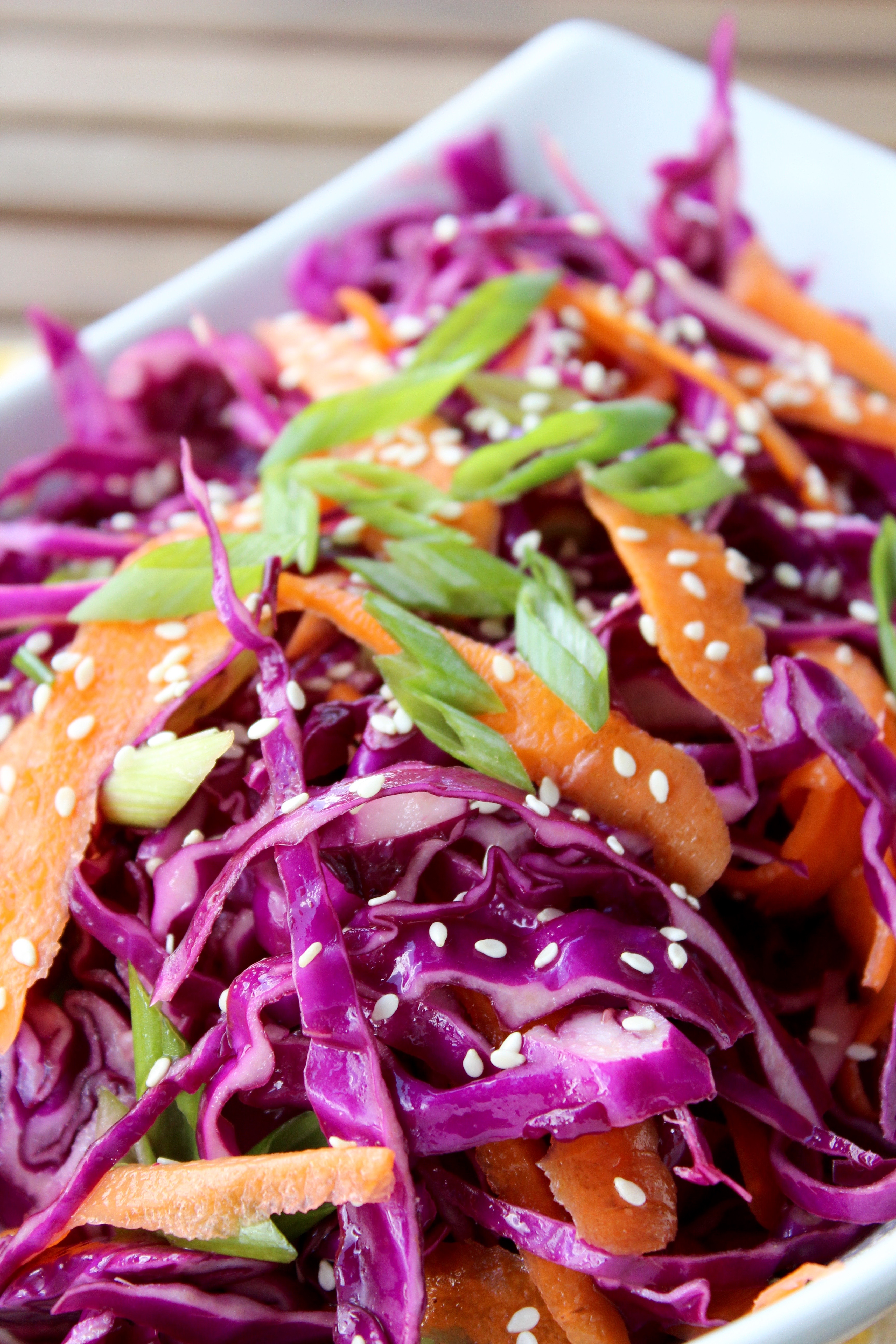 Sesame Cabbage and Carrot Slaw. This stuff tastes good on everything! So yummy and dairy free!