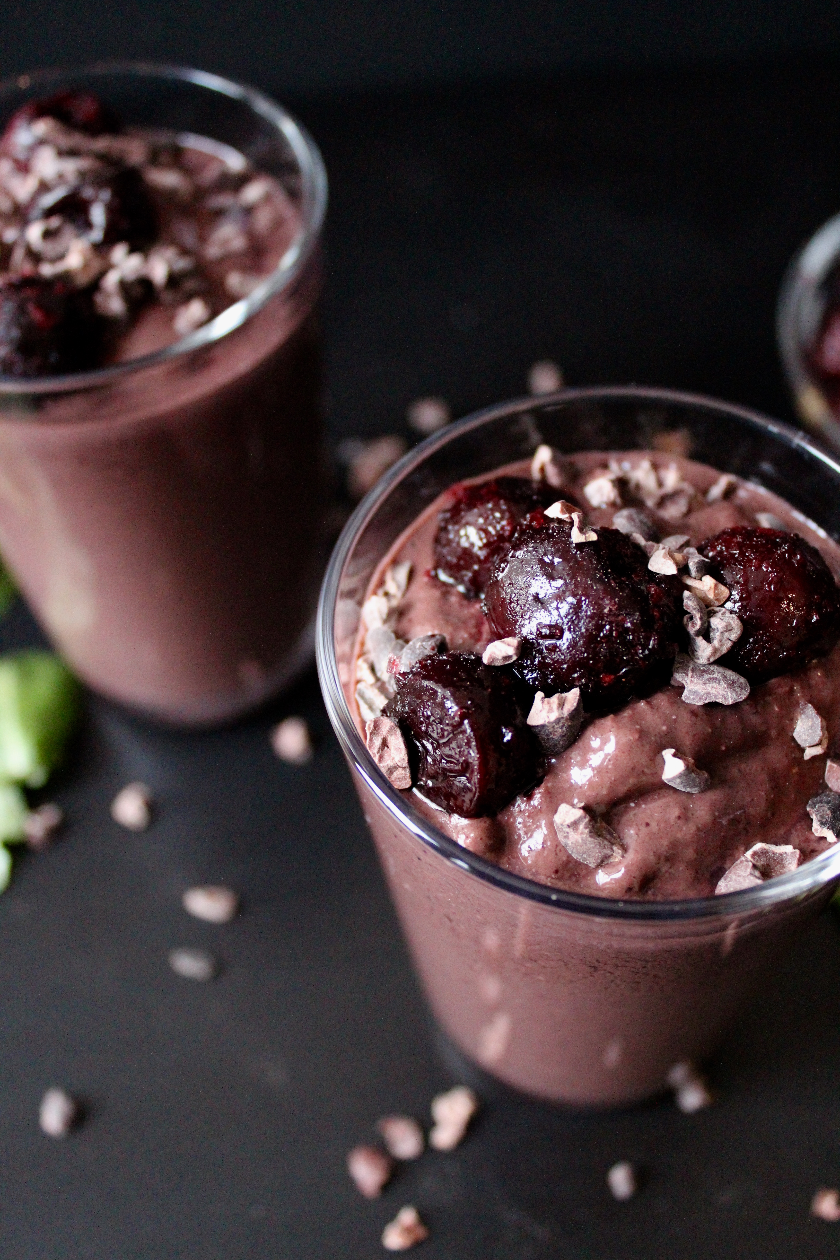 This Dark Chocolate Cherry Protein Shake has over 20 grams of protein without any protein powder!