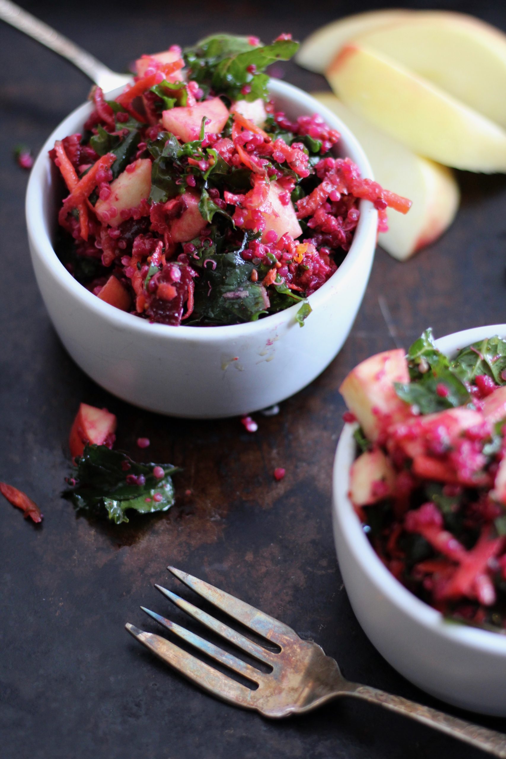 kale salad with apples beets and carrots
